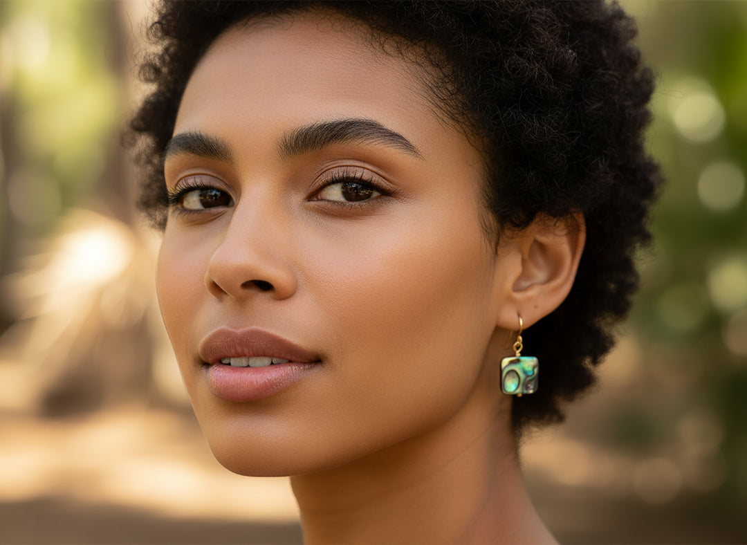 Abalone Paua Shell Teardrop Earrings Natural Peacock Oval 14k Solid Gold or Filled or Sterling Silver Square Simple Small Dainty MOP Drops