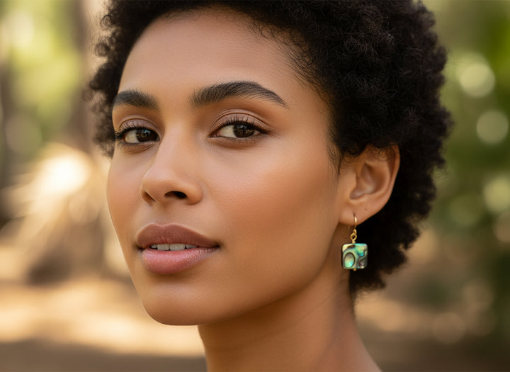 Abalone Paua Shell Teardrop Earrings Natural Peacock Oval 14k Solid Gold or Filled or Sterling Silver Square Simple Small Dainty MOP Drops