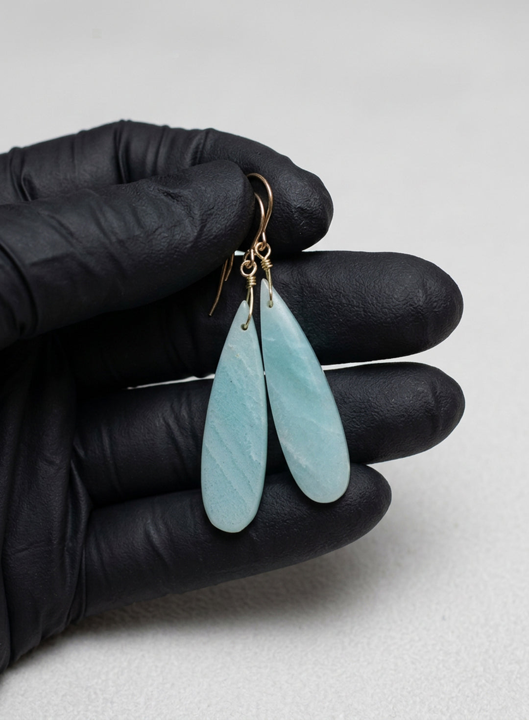 Amazonite Blue Earrings 2.3" – Sterling Silver or 14k Gold