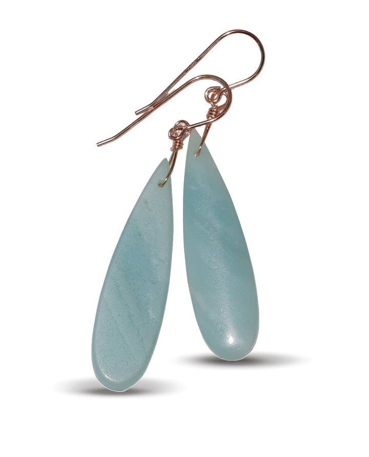 Amazonite Blue Earrings 2.3" – Sterling Silver or 14k Gold