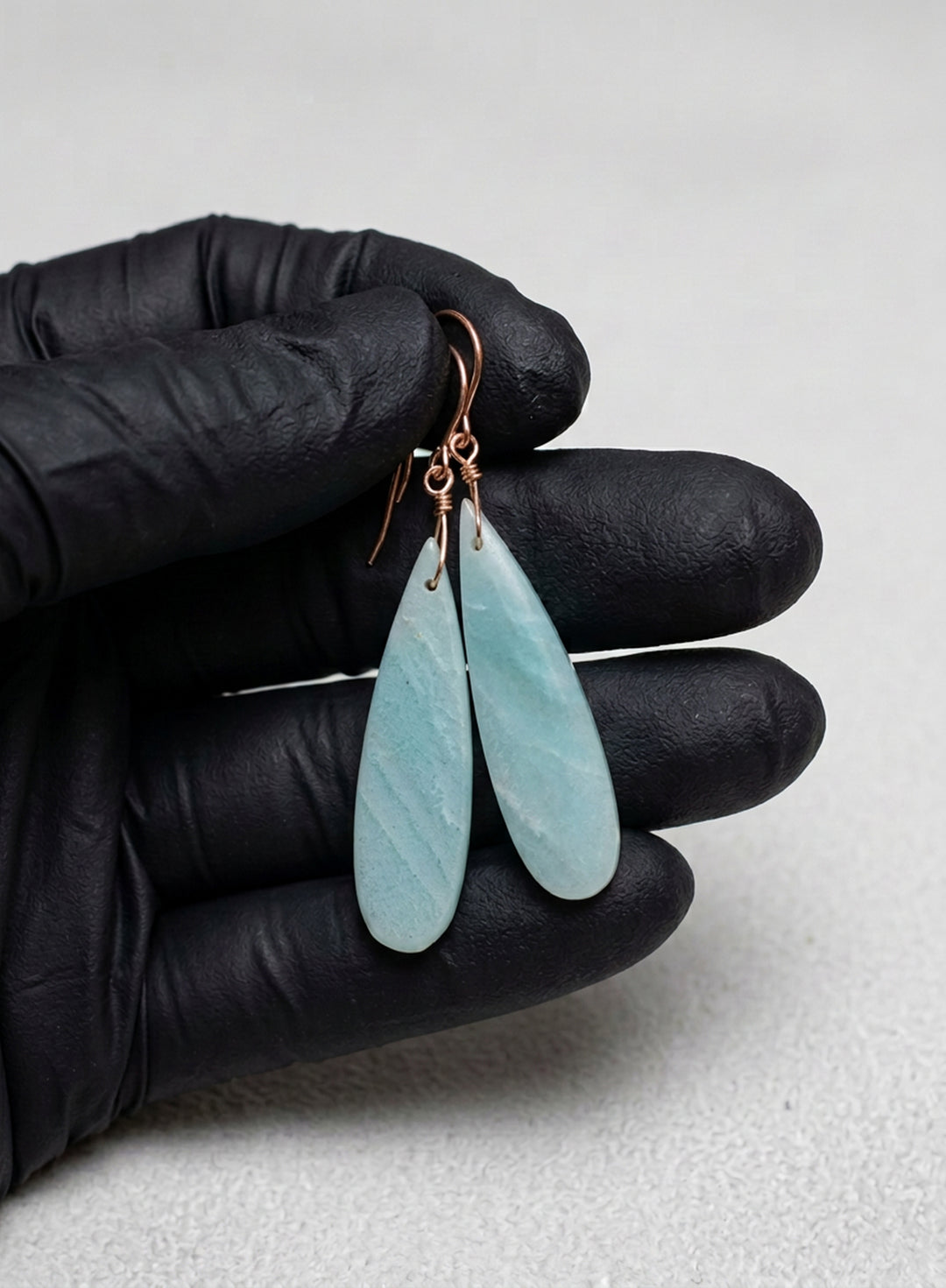 Amazonite Blue Earrings 2.3" – Sterling Silver or 14k Gold