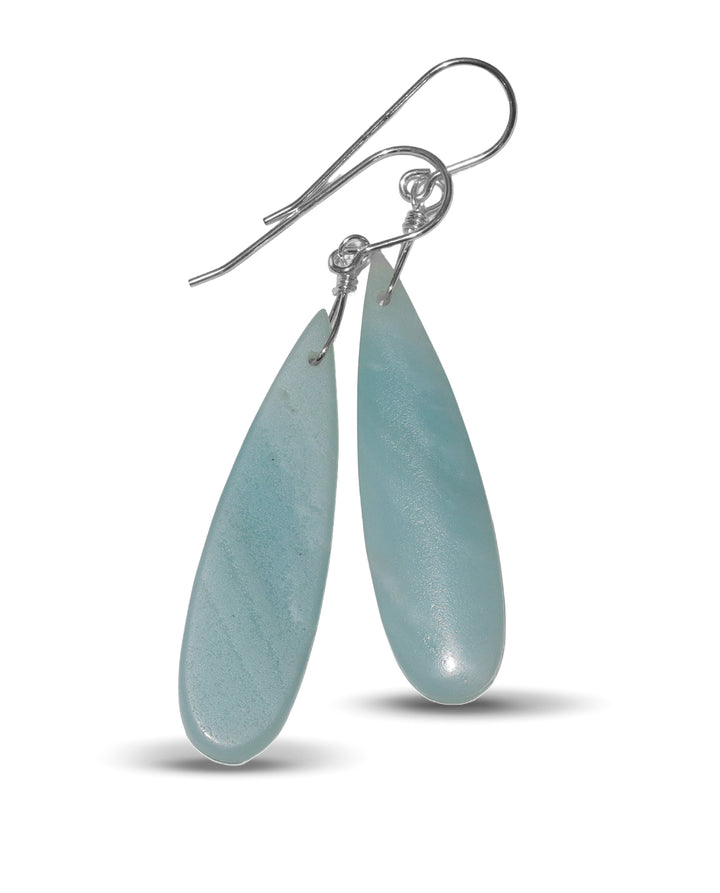 Amazonite Blue Earrings 2.3" – Sterling Silver or 14k Gold