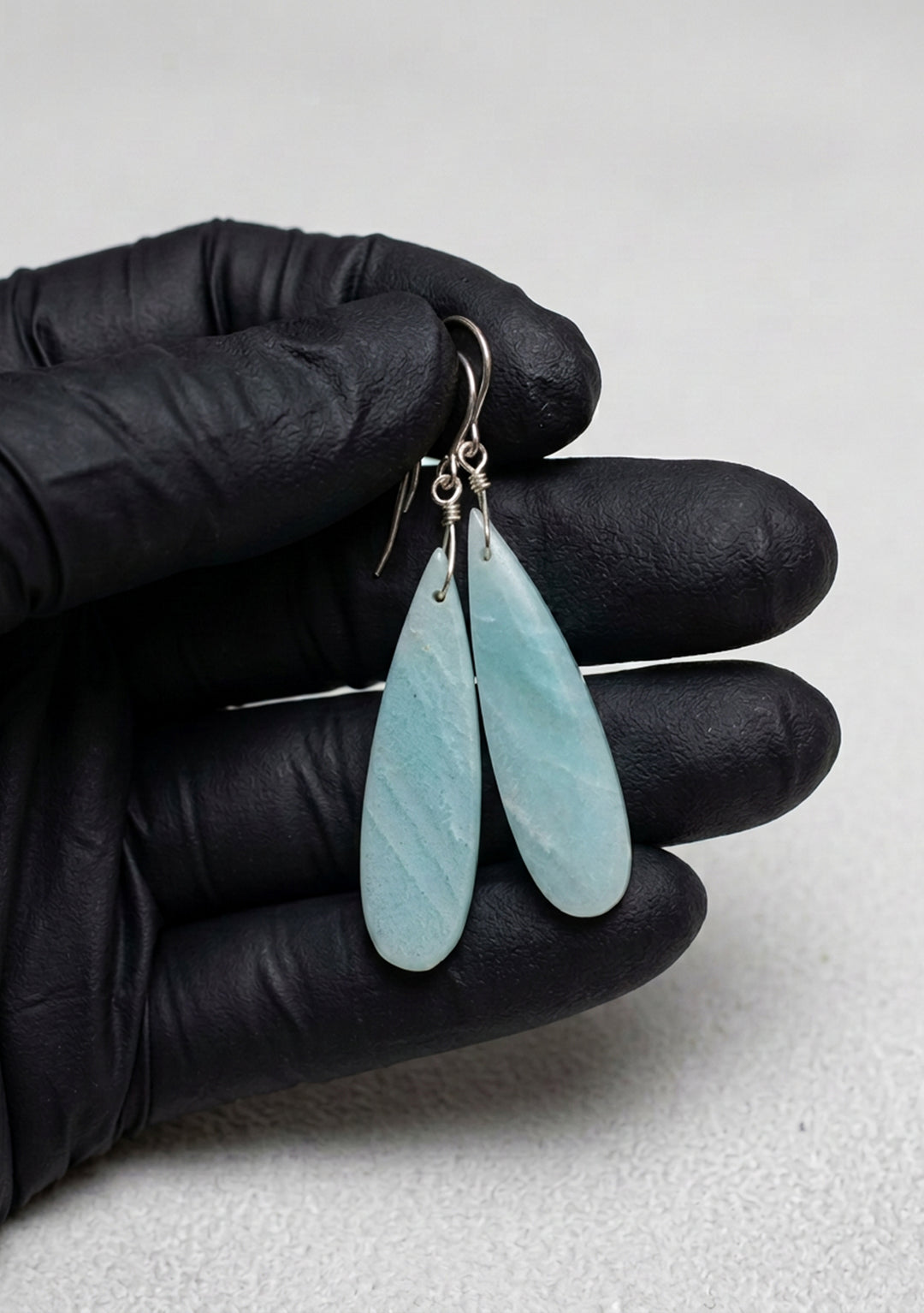 Amazonite Blue Earrings 2.3" – Sterling Silver or 14k Gold