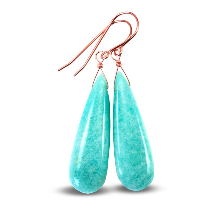 Amazonite Blue Earrings 2" – Sterling Silver or 14k Gold