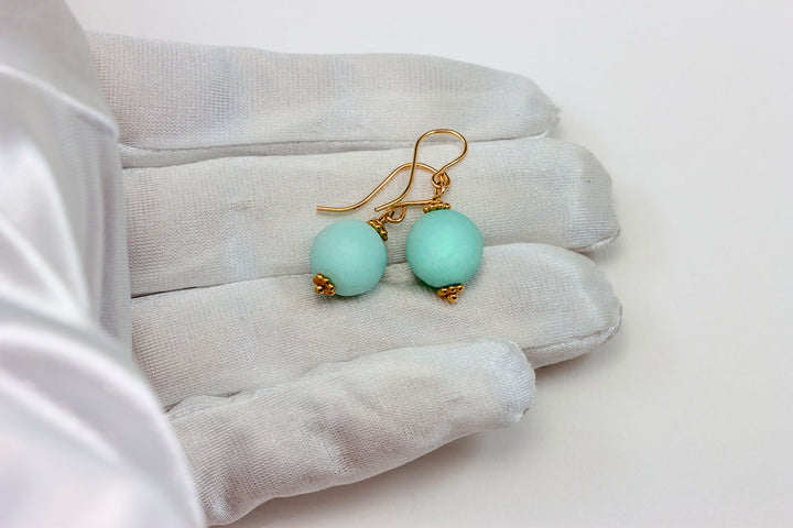 Amazonite Light Blue Smooth Earrings – Sterling Silver or 14k Gold