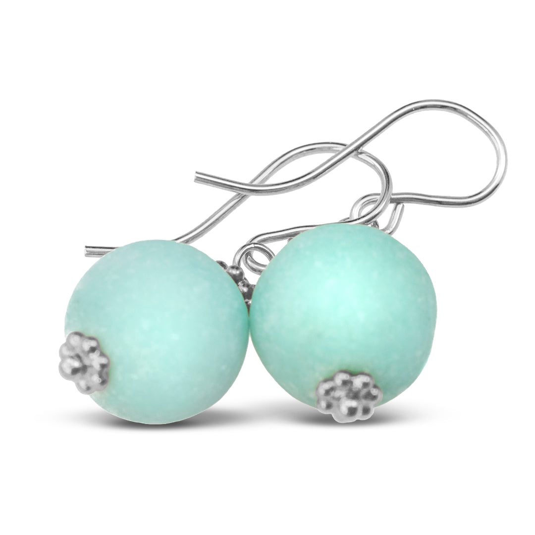 Amazonite Light Blue Smooth Earrings – Sterling Silver or 14k Gold