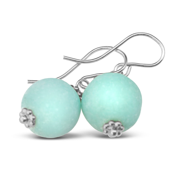 Amazonite Light Blue Smooth Earrings – Sterling Silver or 14k Gold