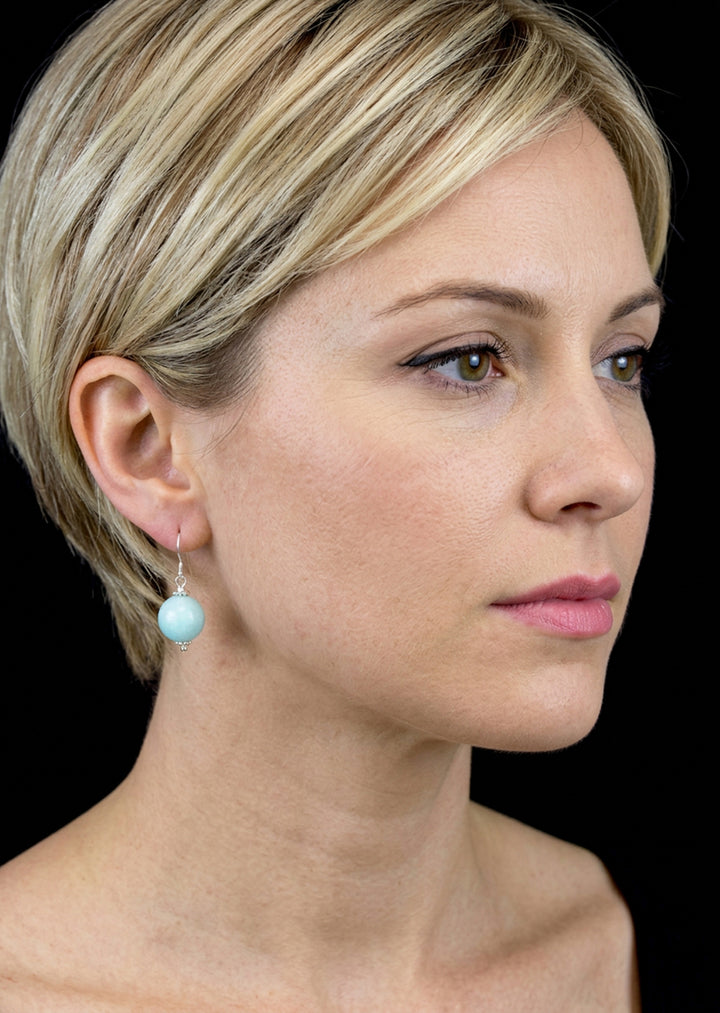 Amazonite Light Blue Smooth Earrings – Sterling Silver or 14k Gold