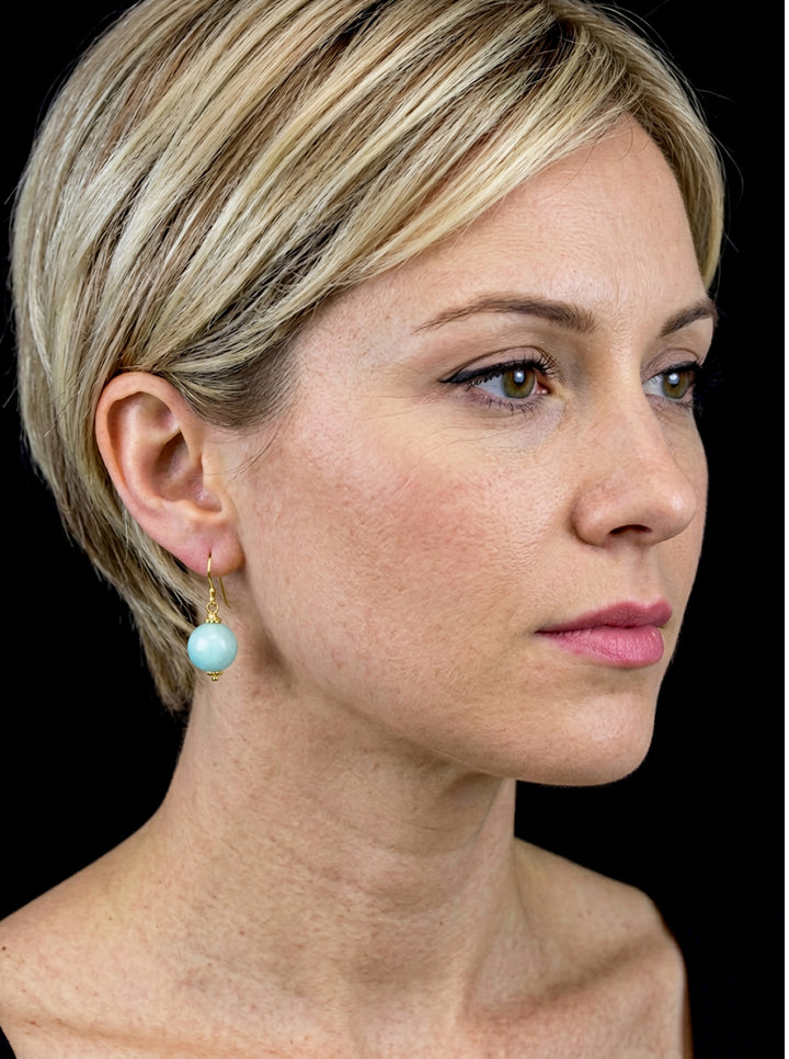 Amazonite Light Blue Smooth Earrings – Sterling Silver or 14k Gold