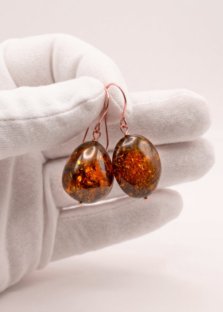 Baltic Amber Earrings Golden Honey Smooth Oval 16x21mm – Sterling Silver or 14k Gold