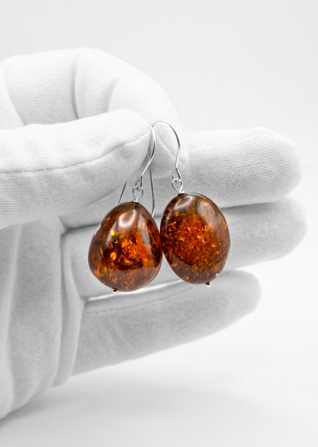Baltic Amber Earrings Golden Honey Smooth Oval 16x21mm – Sterling Silver or 14k Gold
