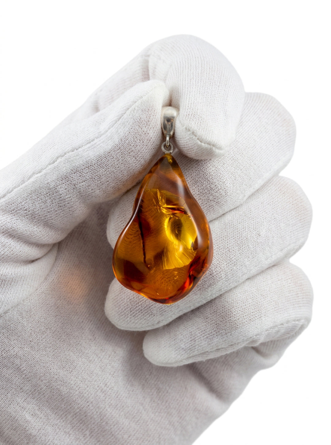 Honey Amber Baltic Large Teardrop Pendant – Sterling Silver