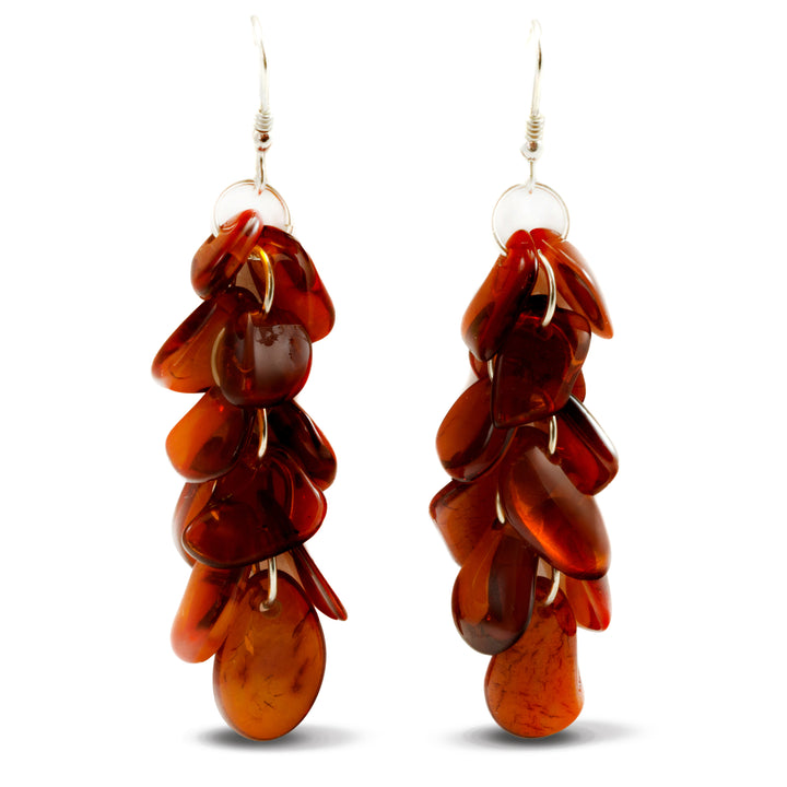 Baltic Amber Earrings Smooth Long Teardrop – Sterling Silver
