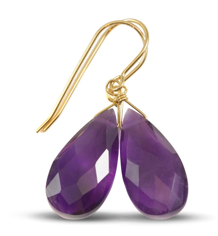 Amethyst Purple Faceted Earrings 1.5" – Sterling Silver or 14k Gold