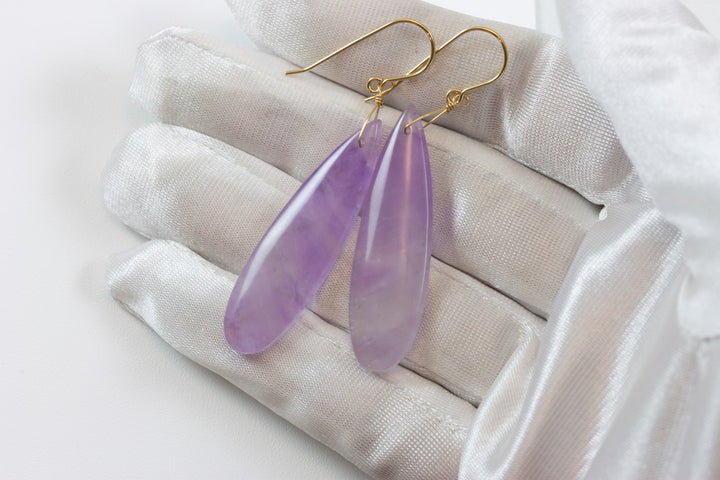Amethyst Purple Lavender Earrings 2.3" – Sterling Silver or 14k Gold