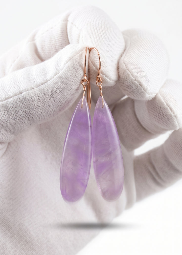 Amethyst Purple Lavender Earrings 2.3" – Sterling Silver or 14k Gold
