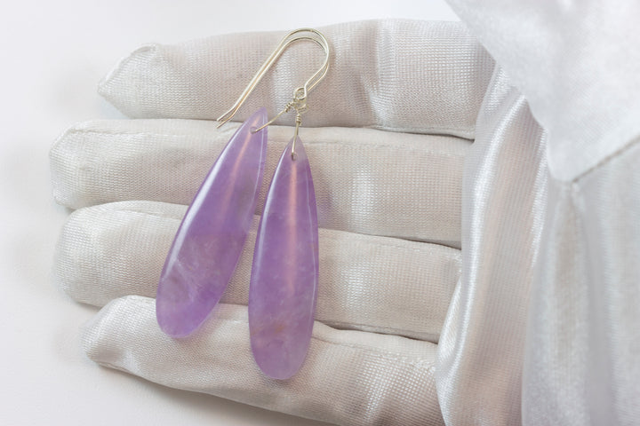 Amethyst Purple Lavender Earrings 2.3" – Sterling Silver or 14k Gold