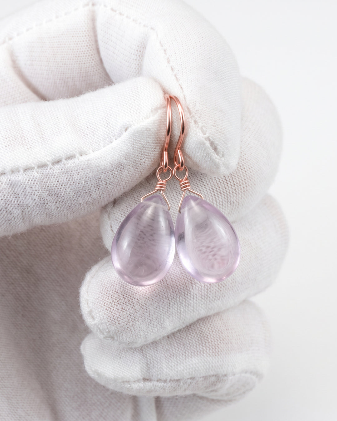 Amethyst Pink Smooth Earrings 1.2" – Sterling Silver or 14k Gold