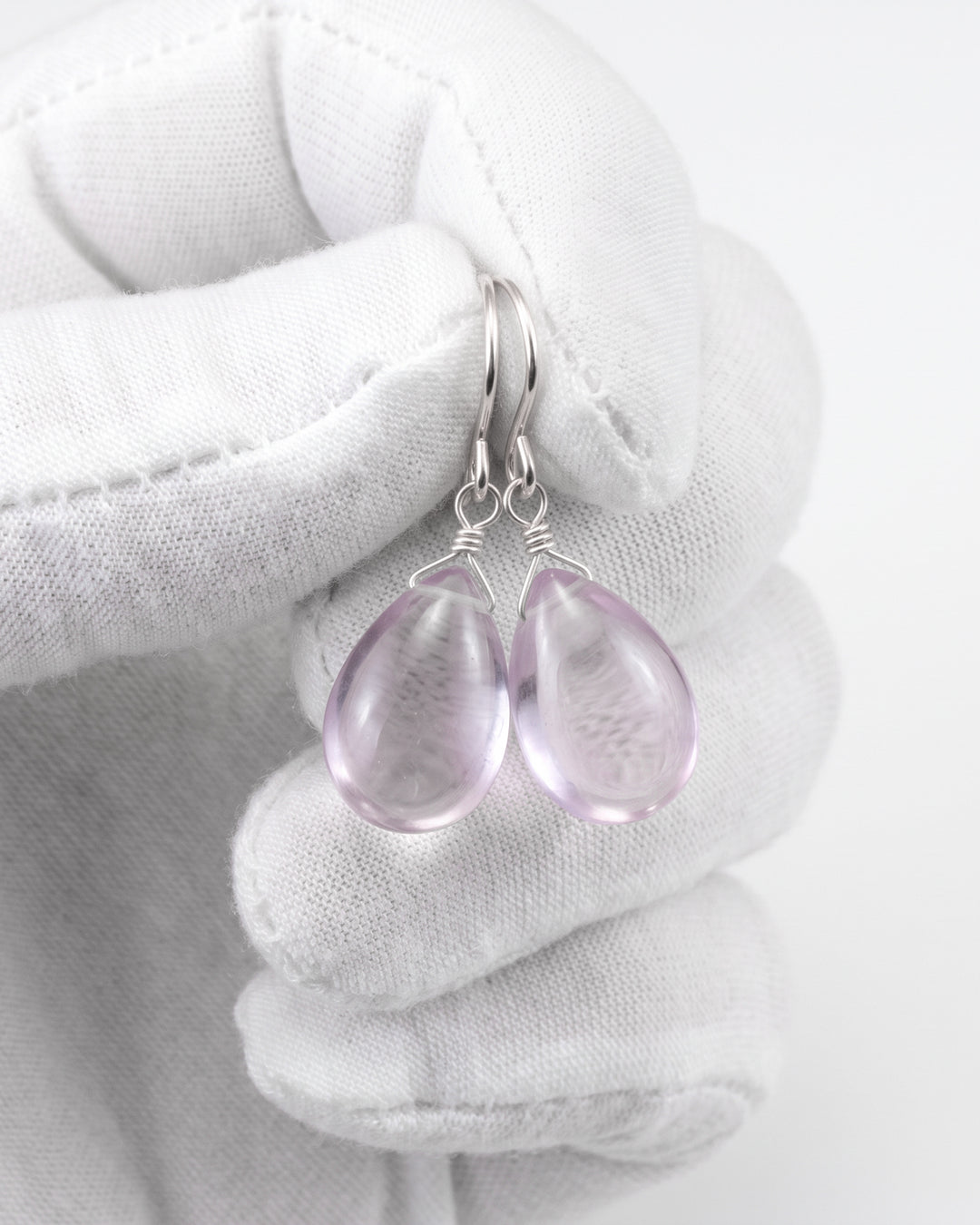 Amethyst Pink Smooth Earrings 1.2" – Sterling Silver or 14k Gold