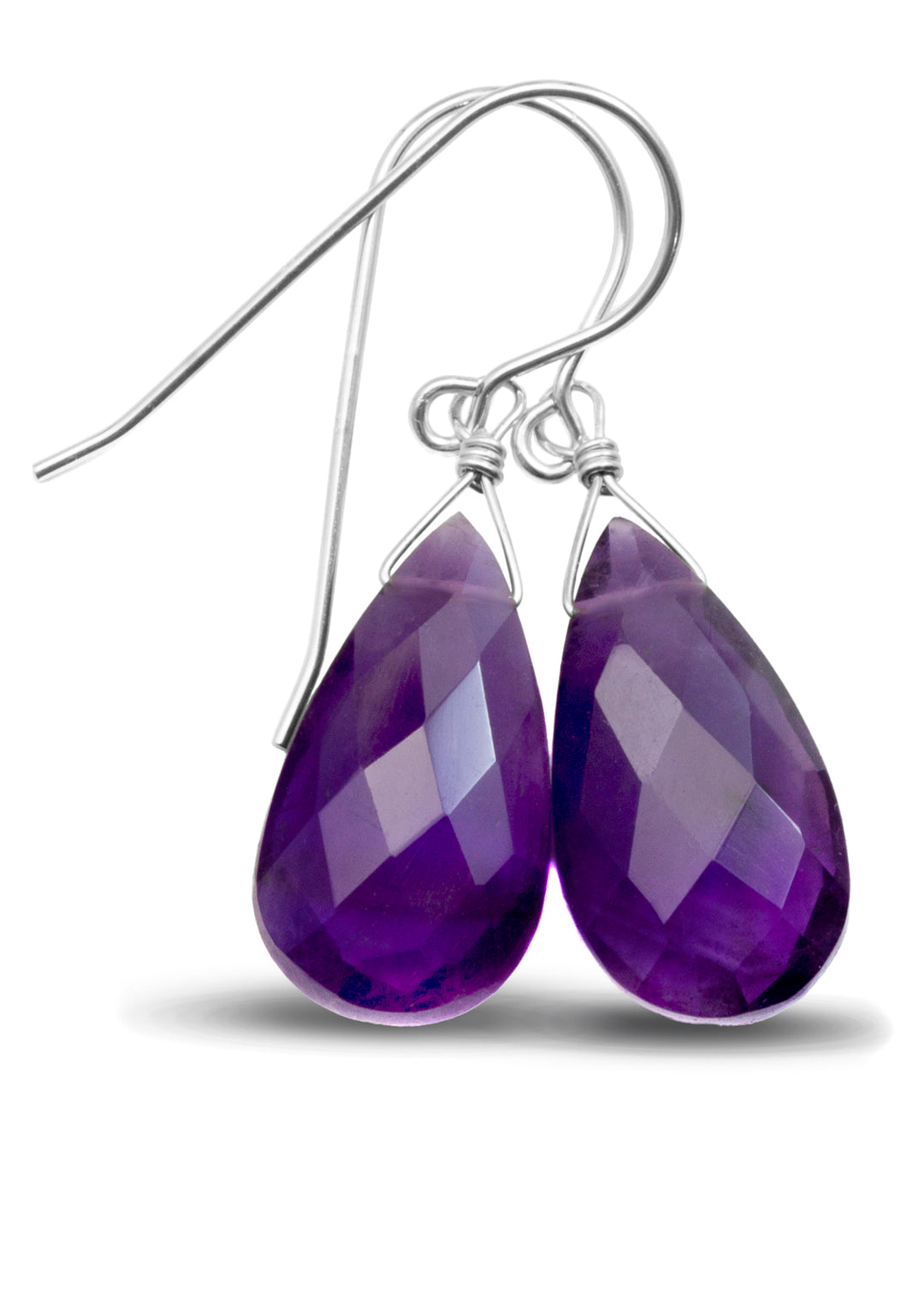Amethyst Purple Faceted Earrings 1.5" – Sterling Silver or 14k Gold