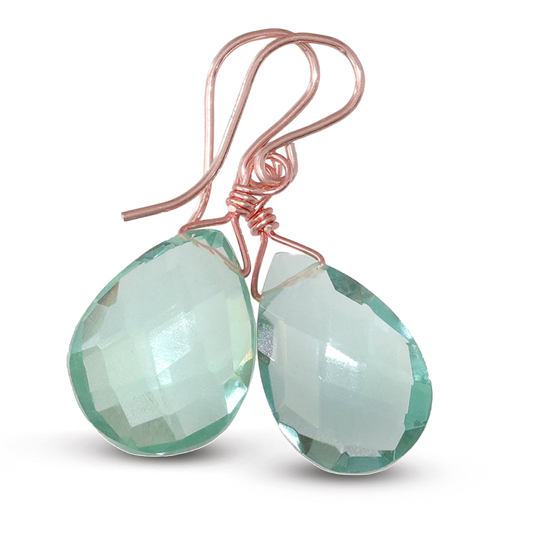 Simulated Aquamarine Earrings Blue Pear 1.2" – Sterling Silver or 14k Gold