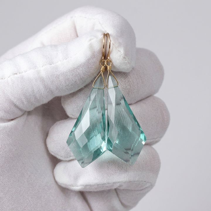 Simulated Aquamarine Blue Earrings 2.1" – Sterling Silver or 14k Gold Extra Long