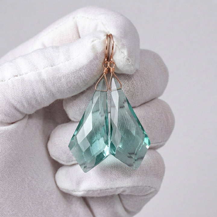 Simulated Aquamarine Blue Earrings 2.1" – Sterling Silver or 14k Gold Extra Long