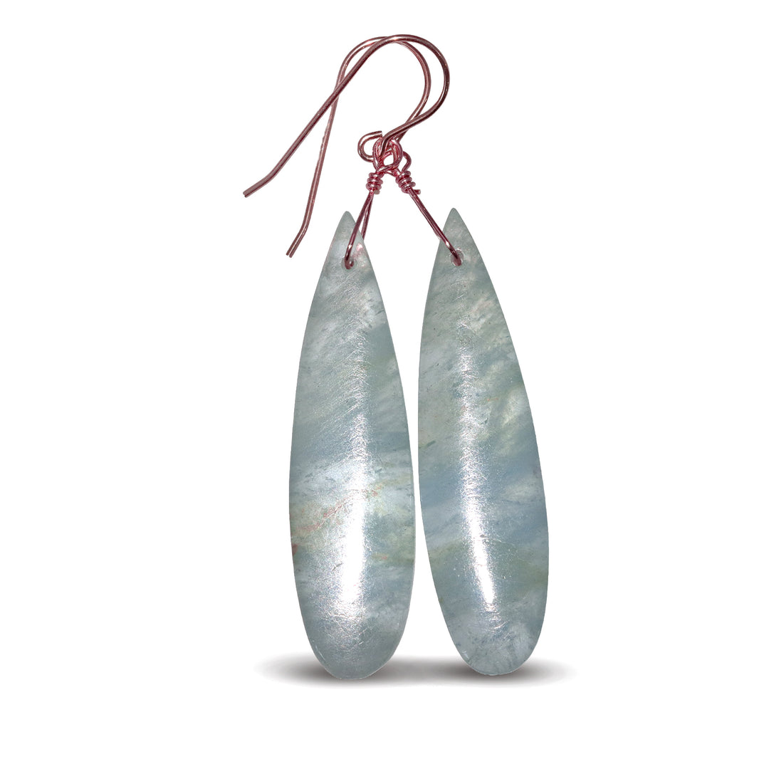 Aquamarine Earrings Blue Faceted Long 2.5" – Sterling Silver or 14k Gold