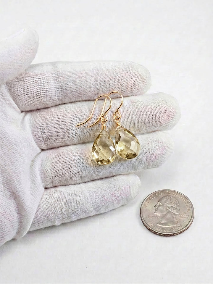 Cubic Zirconia Earrings Sterling Silver or 14k Gold Yellow Faceted 1.1 Inches
