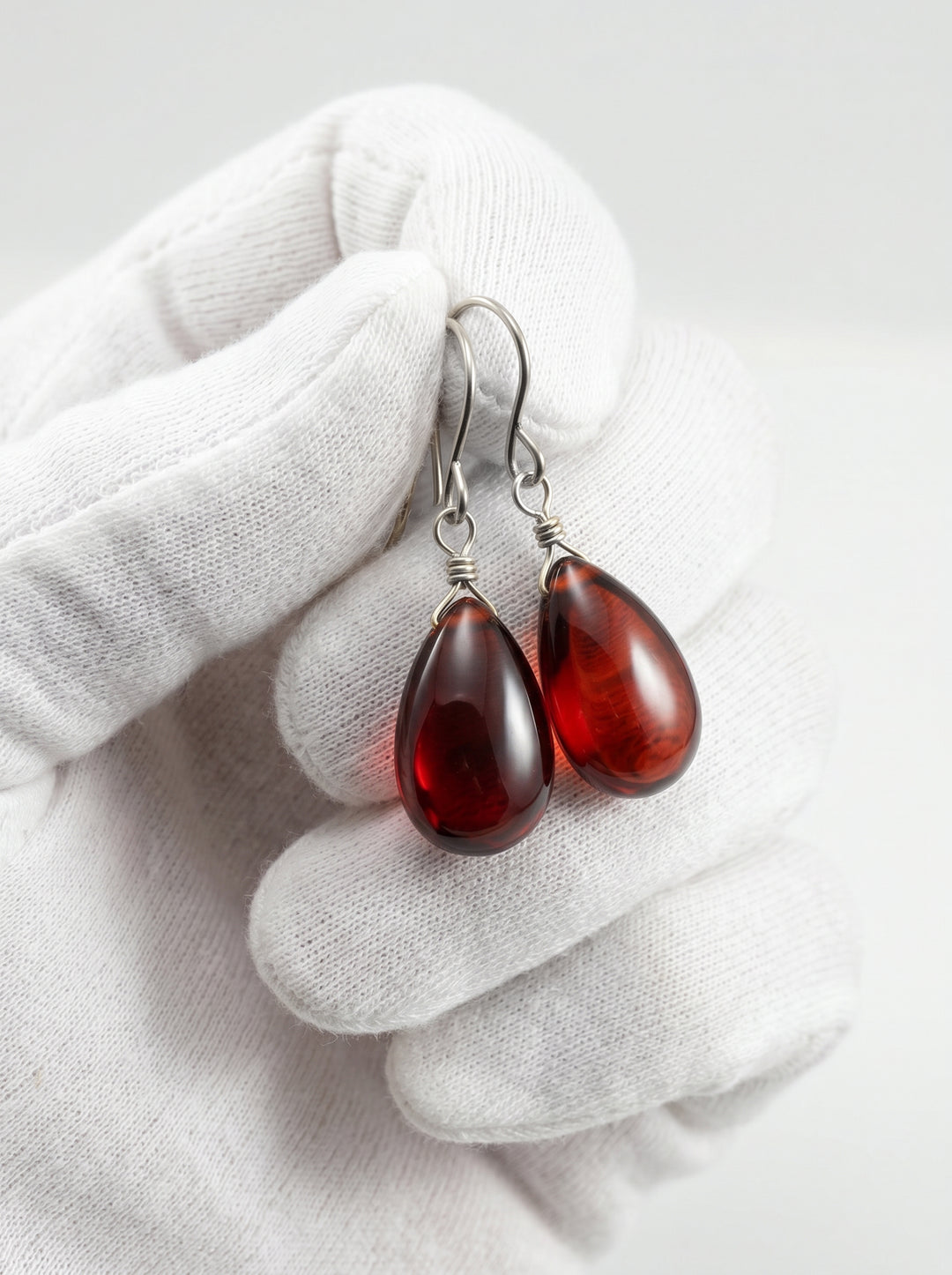 Garnet Red Cubic Zirconia Earrings Teardrop AAA CZ Smooth Sterling Silver or 14k Solid Gold or Filled Pear Simple Dainty Daily Wear Rich Red