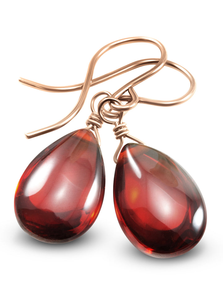 Garnet Red Cubic Zirconia Earrings Teardrop AAA CZ Smooth Sterling Silver or 14k Solid Gold or Filled Pear Simple Dainty Daily Wear Rich Red