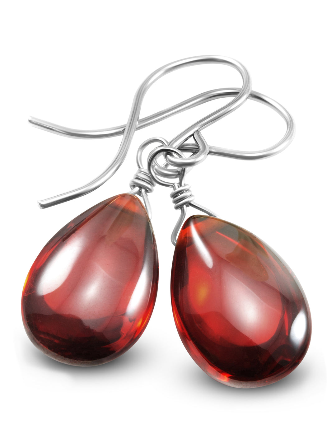 Garnet Red Cubic Zirconia Earrings Teardrop AAA CZ Smooth Sterling Silver or 14k Solid Gold or Filled Pear Simple Dainty Daily Wear Rich Red
