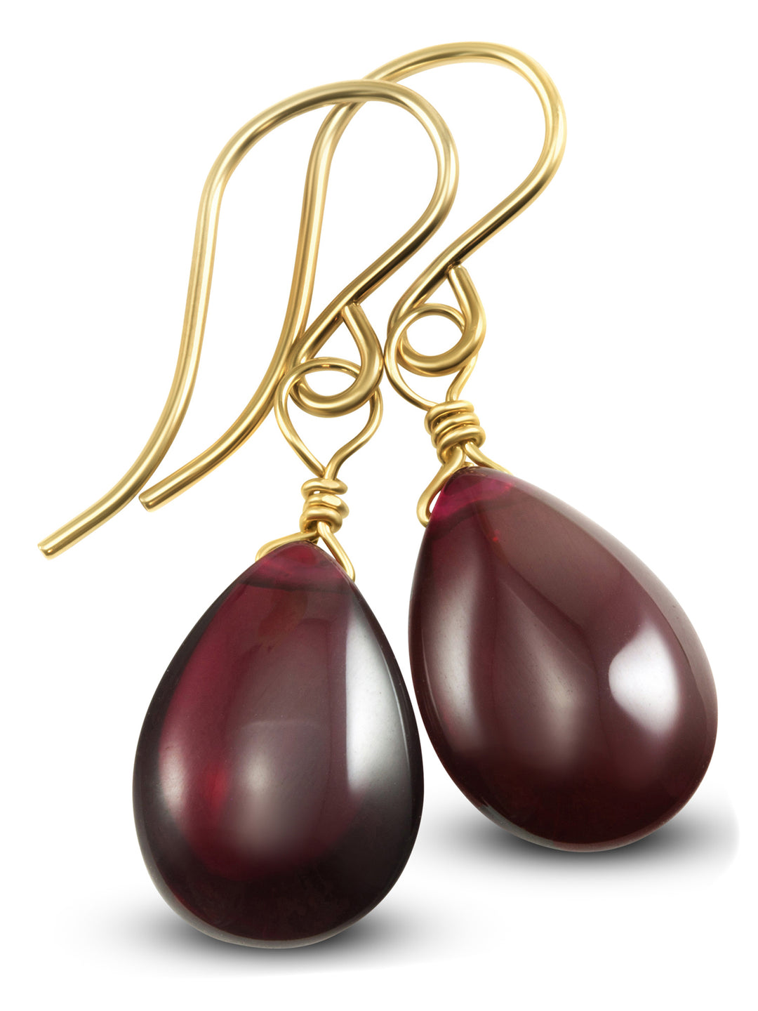 Red Ruby Cubic Zirconia Earrings Smooth Teardrop AAA CZ  Sterling Silver or 14k Solid Gold or Filled Deep Red Basic Simple Pear Dainty Drops
