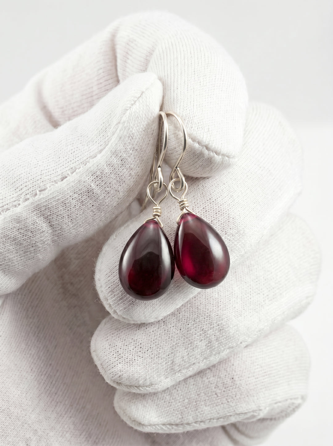 Red Ruby Cubic Zirconia Earrings Smooth Teardrop AAA CZ  Sterling Silver or 14k Solid Gold or Filled Deep Red Basic Simple Pear Dainty Drops