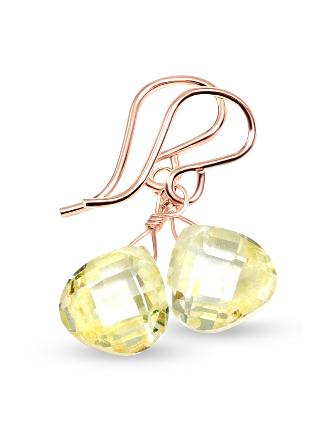Cubic Zirconia Earrings Sterling Silver or 14k Gold Yellow Faceted 1 Inches