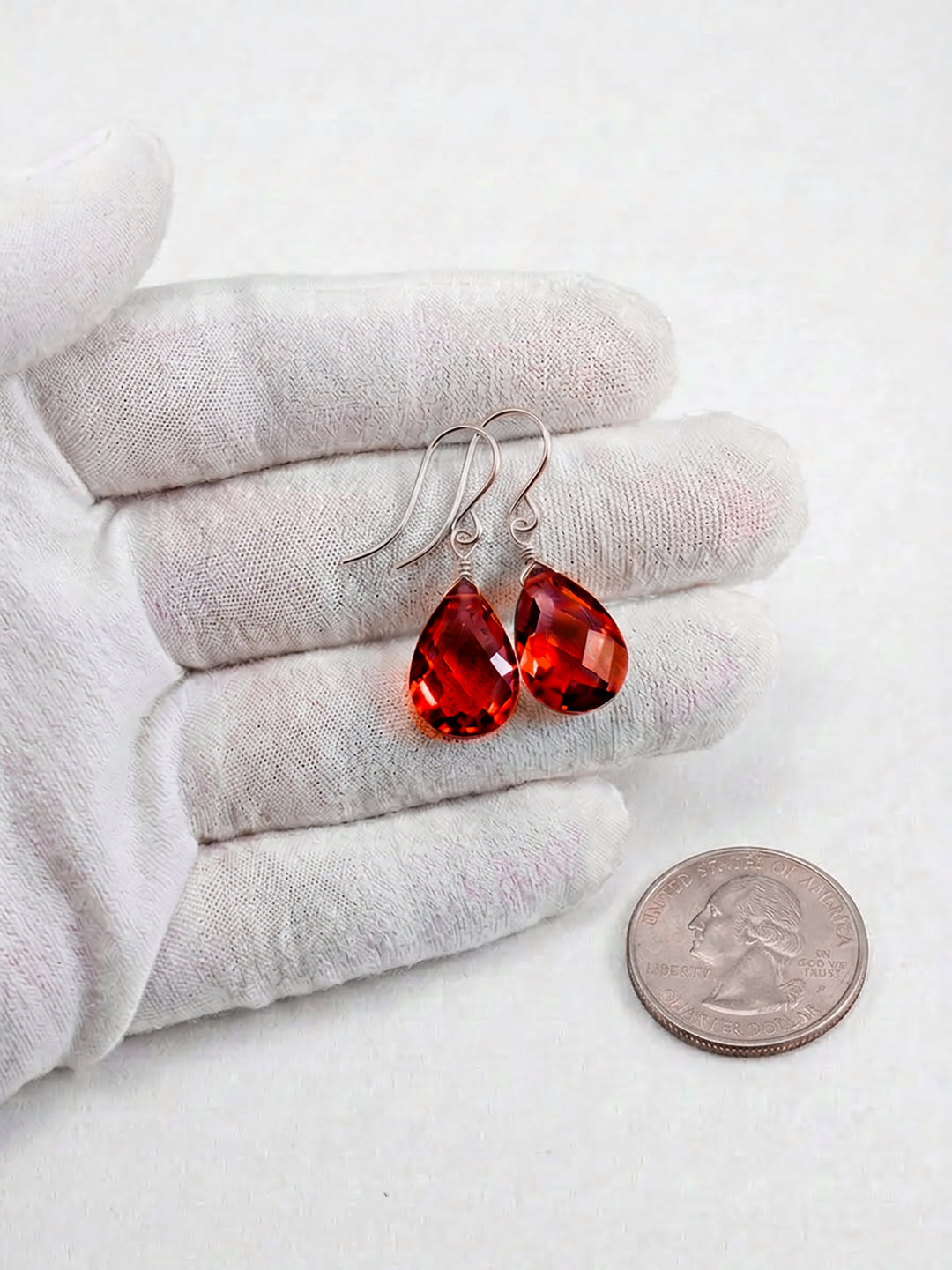 Garnet Red Cubic Zirconia Earrings Teardrop AAA CZ Briolette Sterling Silver or 14k Solid Gold or Filled Pear Faceted Simple Dainty Drops
