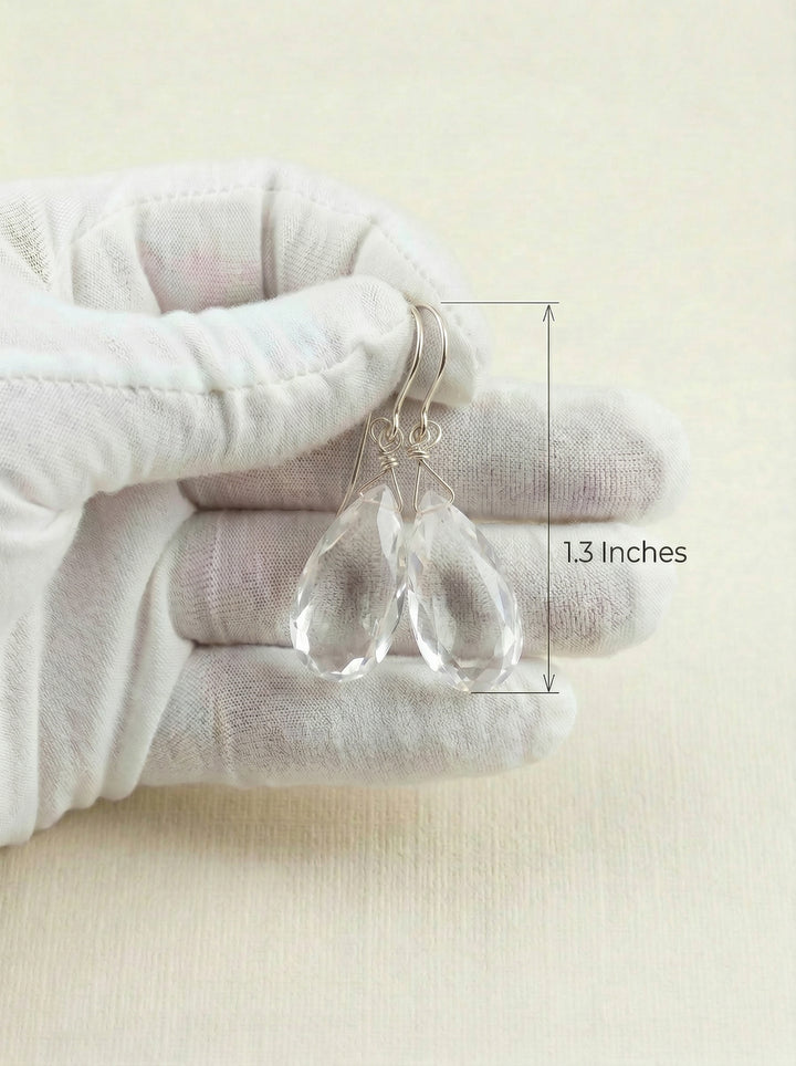 Cubic Zirconia Earrings Sterling Silver or 14k Gold Clear Faceted 1.4 Inches