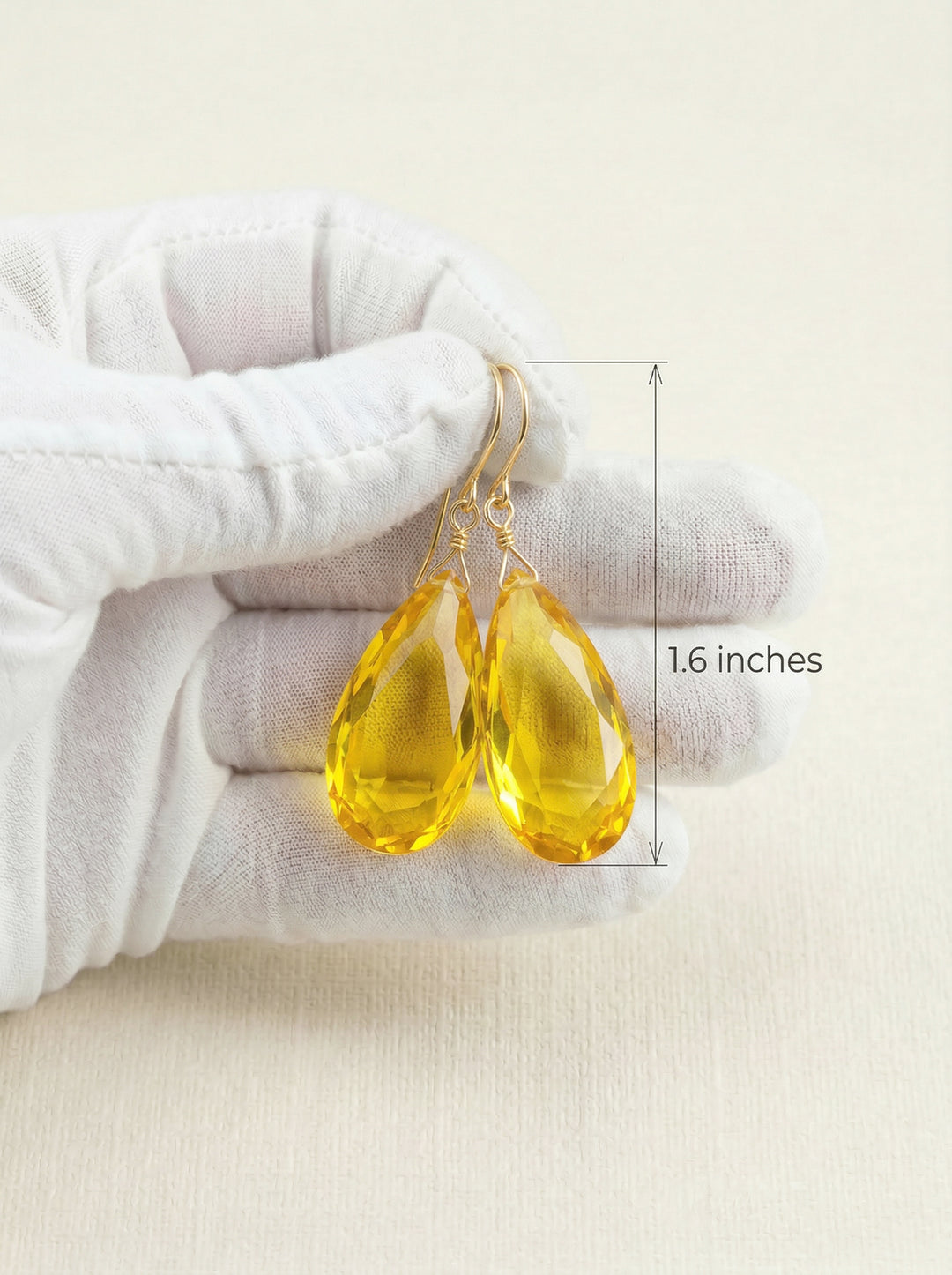 Cubic Zirconia Earrings 14k Solid Gold or Sterling Silver Yellow Extra Large Teardrop CZ 1.6 Inch