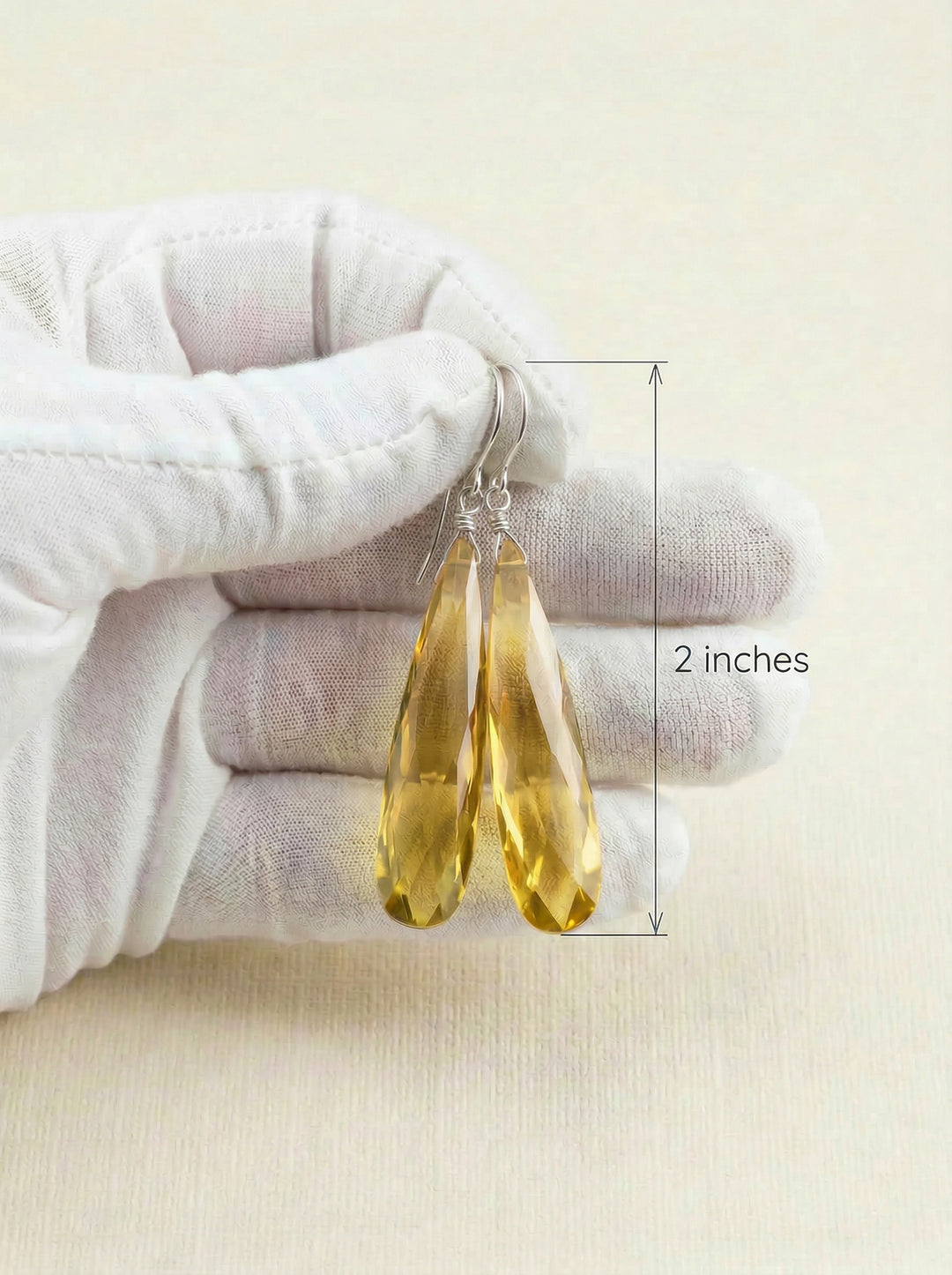 Cubic Zirconia Earrings Simulated Yellow Diamond Long Large Tear Drop AAA CZ 14k Solid Gold or Filled or Sterling Silver Facet Simple 2 Inch