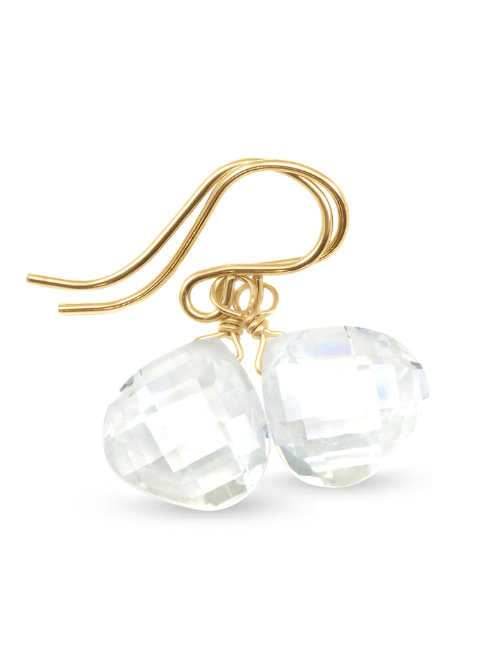 Cubic Zirconia Earrings Sterling Silver or 14k Gold Clear Faceted 1 Inches