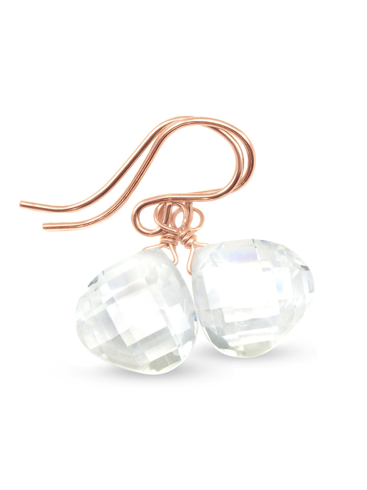 Cubic Zirconia Earrings Sterling Silver or 14k Gold Clear Faceted 1 Inches