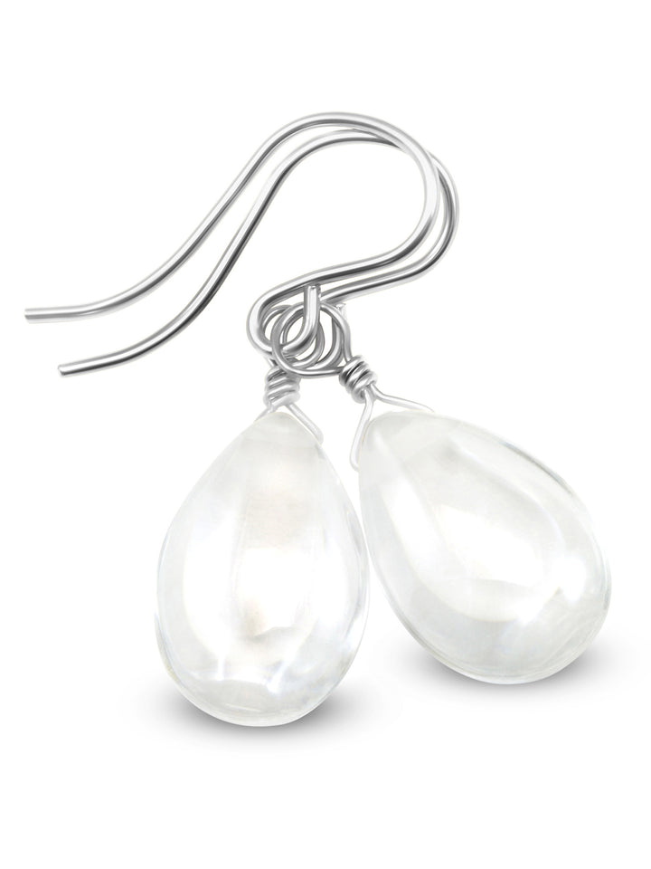 White Clear Cubic Zirconia Earrings Smooth CZ  Sterling Silver or 14k Solid Gold or Filled  Sim Diamond Teardrops Simple Pear Drops Spyglass