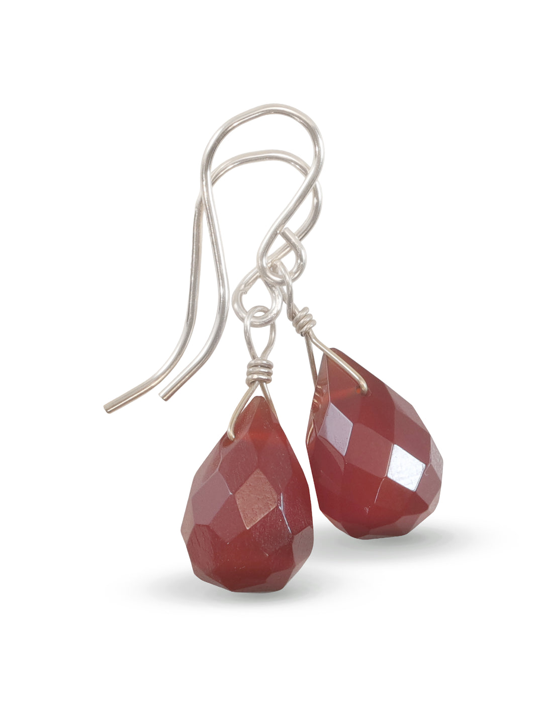 Carnelian Earrings Small Briolette Burnt Orange Chalcedony drops 14k Solid Gold or Filled or Sterling Silver Dainty
