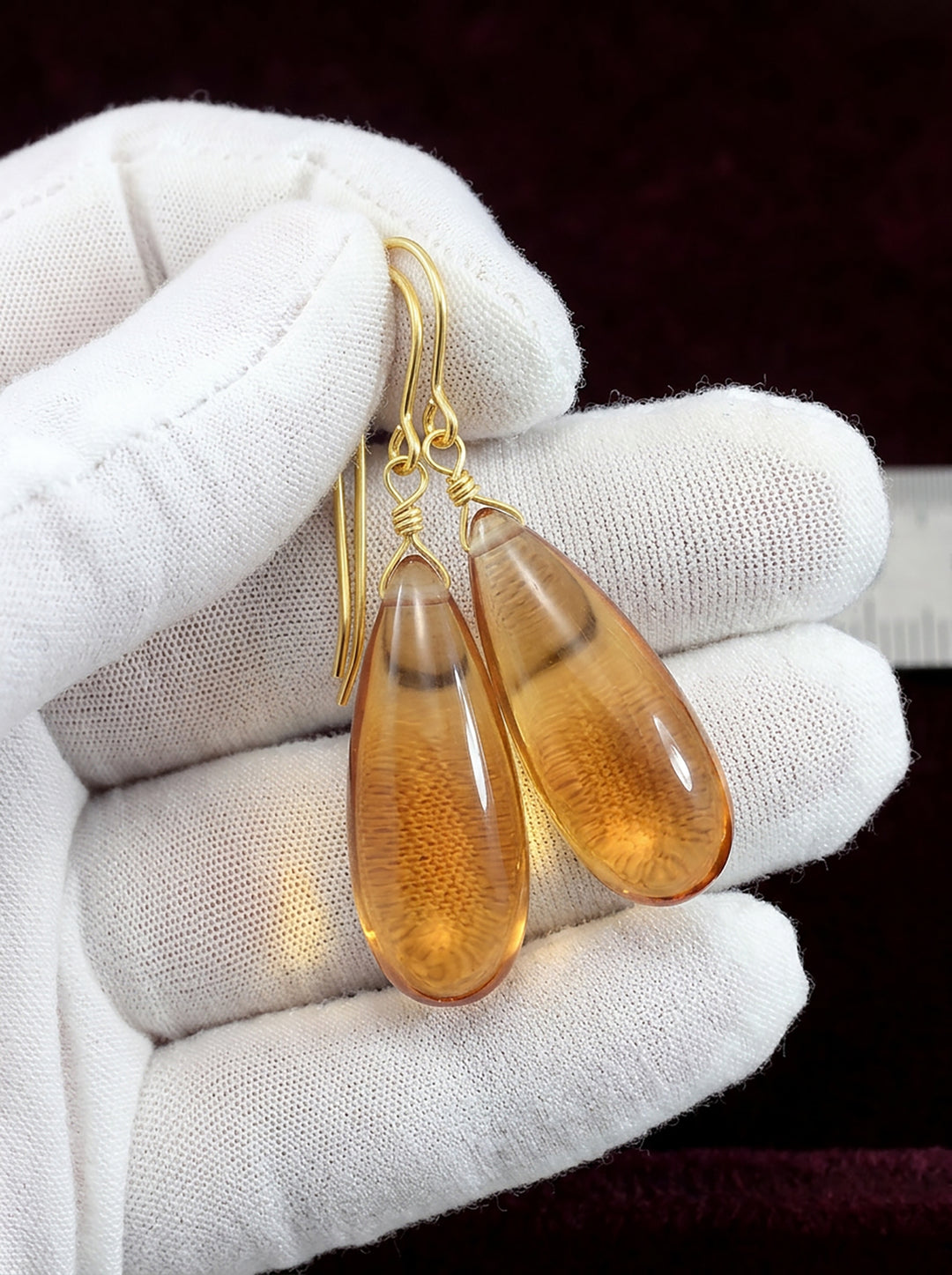 Yellow Long Simulated Citrine Earrings Smooth Teardropx Sterling Silver or 14k Solid Gold or 14k Filled Classic