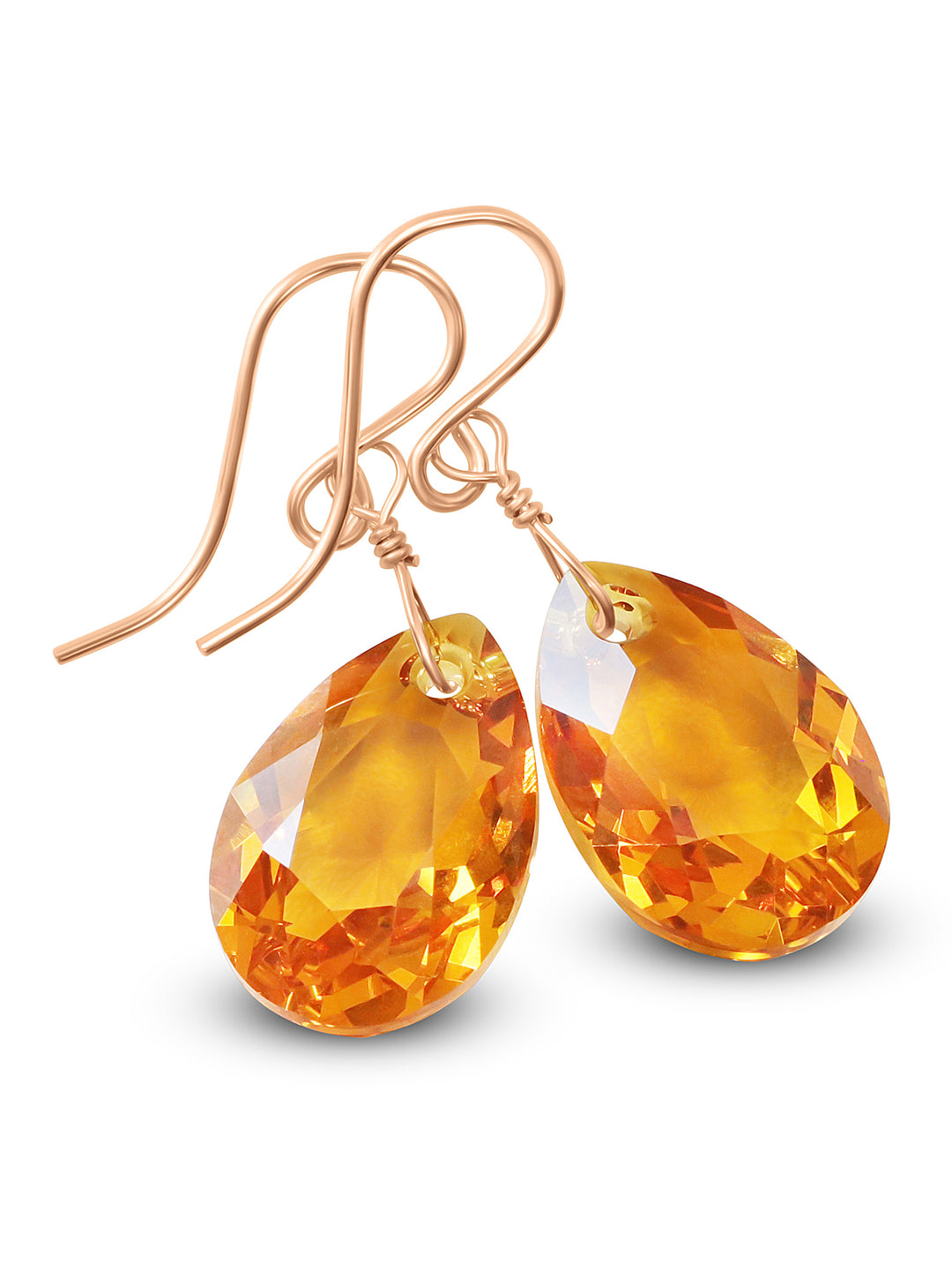 Madeira Simulated Citrine Earrings Dark Yellow Faceted Teardrops 14k solid gold or filled or Sterling Silver Simple Dangles