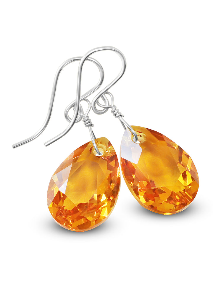 Madeira Simulated Citrine Earrings Dark Yellow Faceted Teardrops 14k solid gold or filled or Sterling Silver Simple Dangles