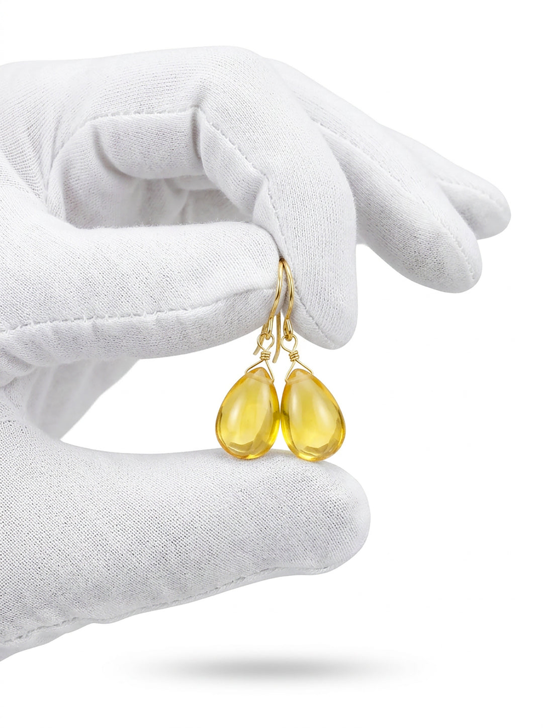 Yellow Simulated Citrine Earrings Smooth Teardrop Dangle 14k solid gold or filled or Sterling Silver Spyglass Designs Simple Basic Drops