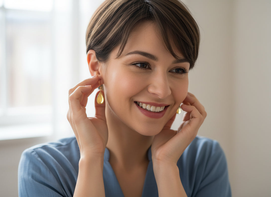 Citrine Earrings smooth Yellow Simulated Teardrop Dangle 14k solid gold or filled or Sterling Silver Spyglass Designs Simple Basic Drops