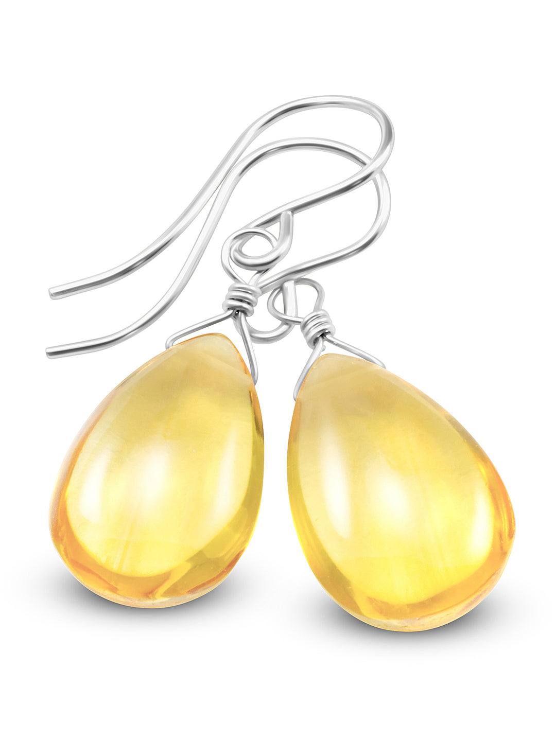 Yellow Simulated Citrine Earrings Smooth Teardrop Dangle 14k solid gold or filled or Sterling Silver Spyglass Designs Simple Basic Drops