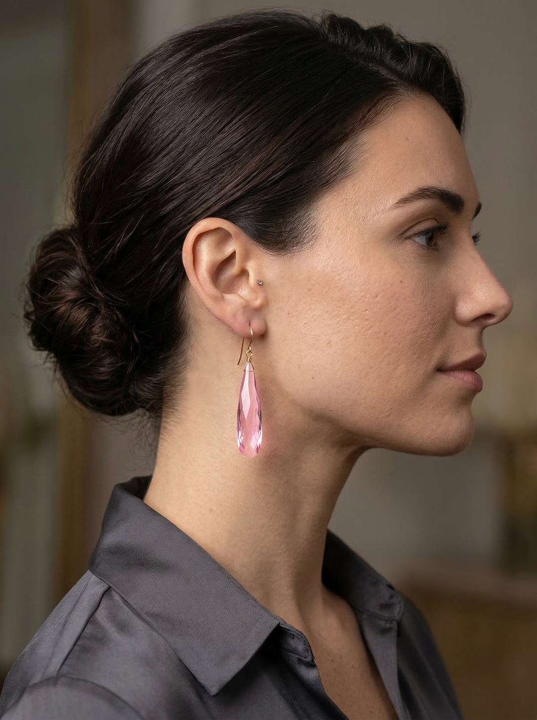 Sapphire Pink Earrings Cubic Zirconia Long Large Teardrops AAA CZ 14k solid Gold or Filled or Sterling Silver Bright Pink Simple 2 Inch Drop